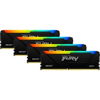 Kingston FURY 32 GB DDR4-3200 Quad-Kit werkgeheugen Zwart, KF432C16BB2AK4/32, Beast RGB, XMP