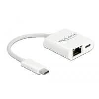 DeLOCK USB-C 3.2 Gen 1 naar RJ-45 Gigabit LAN adapter Wit, Power Delivery