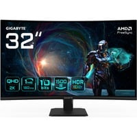 GIGABYTE GS32QCA 31.5" Curved gaming monitor Zwart, 180 Hz, HDMI, Displayport, AMD Free-Sync