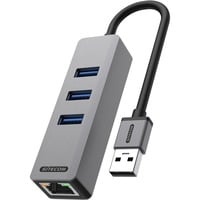 Sitecom USB-A naar Ethernet + 3x USB dockingstation Grijs