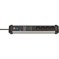 Brennenstuhl Premium-Protect-Line 4-voudige stekkerdoos Zwart/zilver, 4x stekker