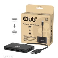 Club 3D DisplayPort Quad Monitor Hub MST 4x 4K30Hz displayport splitter Zwart