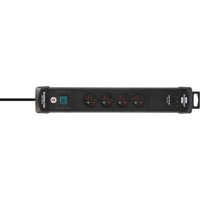 Brennenstuhl Premium-Line stekkerdoos met USB 4-voudig Zwart