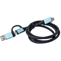 i-tec USB-C naar USB-C kabel met geïntegreerde USB-A 3.0 adapter Zwart/lichtblauw, 1 meter