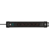Brennenstuhl Premium-Line 6-voudige stekkerdoos met usb Zwart, 6x stekker, 1x USB-C, 1x USB-A