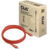 Club 3D USB 2.0 Type-C Bi-Directional USB-IF Certified kabel, 3m Rood, 480Mb, PD 240W(48V/5A)
