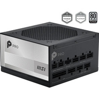 MSI PRO A1000PL PCIE5 modulaire 1000 watt voeding  Zwart, 1x 12VHPWR, 3x PCIe, 1x 12V-2x6, 3x PCIe