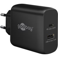 goobay 65W GaN USB-C PD Dual Fast Charger Zwart
