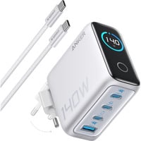 Anker 140W Zolo oplader met led-scherm Zilver, 3x USB-C, 1x USB-A
