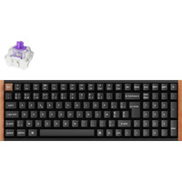 Keychron K4 HE-F1Z Wireless, toetsenbord Zwart/houtkleur, BE Lay-out, Gateron Double-Rail Magnetic Nebula, RGB leds, 96%, Double-shot PBT, Hot-swappable, Bluetooth, 2.4GHz