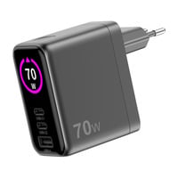 Sitecom 70W GaN Power Delivery wandoplader met led-scherm Zwart