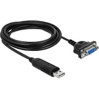 DeLOCK USB-A 2.0 naar 9-pin serieel (RS-232) adapterkabel Zwart, 1,8 meter