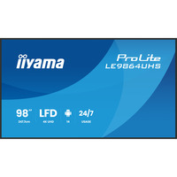 iiyama ProLite LE9864UHS-B1AG 98" 4K Ultra HD Public Display Zwart, HDMI, USB-C, WiFi, LAN, Audio, Android 14 OS