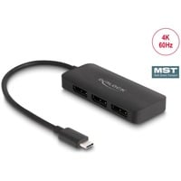 DeLOCK USB-C > 3x DisplayPort Splitter MST Zwart, 0,15 meter