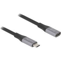 DeLOCK USB-C (male) naar USB-C (female) verlengkabel Zwart/zilver, 1 meter
