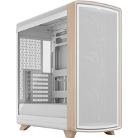 Fractal Design Summit Chalk White TG midi tower behuizing Wit/houtkleur | 2x USB-A | 1x USB-C | Tempered Glass