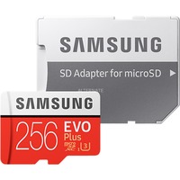 SAMSUNG EVO Plus microSD 256 GB geheugenkaart Rood/wit, MB-MC256GA/EU, Class 10, incl. adapter