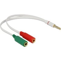DeLOCK 3,5 mm 4-pin stereo jack (male) naar 2x 3.5 mm 3-pin stereo jack (female) splitterkabel Wit