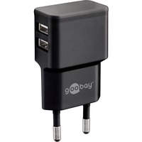 goobay Dual USB-A oplader Zwart, 2x USB-A