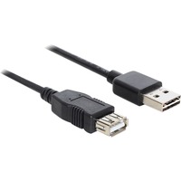 DeLOCK EASY-USB-A 2.0 naar USB-A 2.0 verlengkabel Zwart, 5 meter