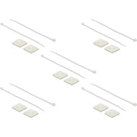DeLOCK Kabelbinderbevestiging 30 x 30 mm met kabelbinders Wit, 10 stuks, L 200 x B 4,8 mm