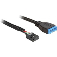 DeLOCK USB 2.0 intern naar USB 3.0 adapter Zwart, 0,45 meter