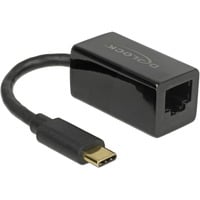 DeLOCK USB-C 3.2 Gen 1 naar RJ-45 Gigabit LAN adapter Zwart, 10/100/1000 Mbps