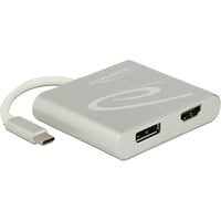 DeLOCK USB-C naar 1x HDMI + 1x DisplayPort adapter Zilver, 4K