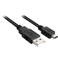 Sharkoon USB-A 2.0 naar mini-USB-B kabel Zwart, 3 meter, Dubbele afscherming
