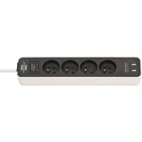 Brennenstuhl Ecolor 4-voudige stekkerdoos met USB stekkerdoos Wit/zwart