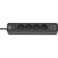 Brennenstuhl Ecolor 4-voudige stekkerdoos met usb Zwart, 4x stekker, 2x USB-A