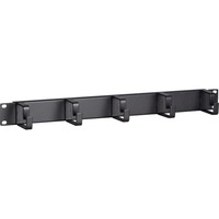 DSI 1U 19 inch metalen kabelgoot 5 haken - DS-1904 kabelmanagement Zwart, 483 x 75 x 45 mm