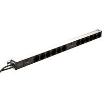 Digitus PDU 12x beschermcontact met overlastbeveiliging 19" 1HE Zwart/aluminium