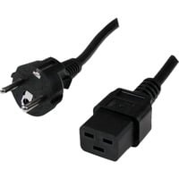  Schuko CEE7 naar IEC 320 C19 adapter Zwart, 2 meter