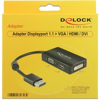 DeLOCK DisplayPort 1.2 naar VGA/HDMI/DVI adapter Zwart