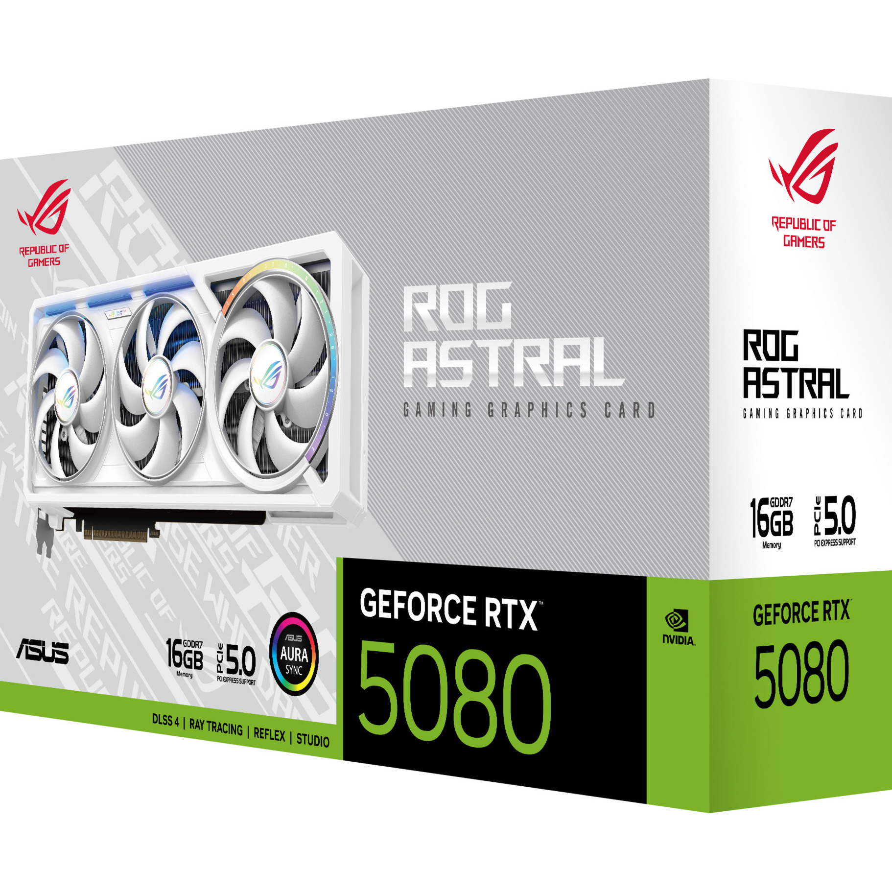 ASUS GeForce RTX 5080 ROG ASTRAL GAMING WHITE Edition grafische kaart Wit, DLSS 4, 3x DisplayPort, 1x HDMI 2.1